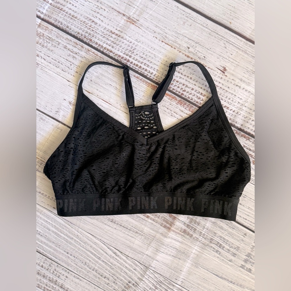 Women’s VS Pink sports bra - size M - for sale. Color black and mesh